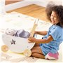 Navaris Poussette pour poupées - Trotteur avec 4 Roues 39 x 25 x 42 cm pour Enfants de Plus de 18 Mois - Rangement en Bois pour 