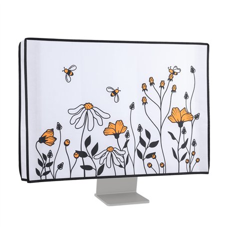 kwmobile Housse écran Ordinateur Compatible avec 27-28" Moniteur - Protection d'écran PC - Noir-Orange-Blanc