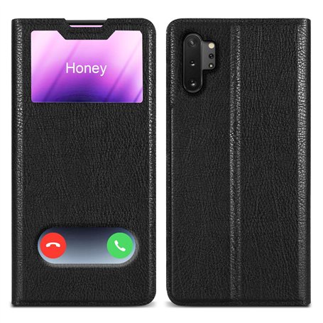 cadorabo Housse Compatible avec Samsung Galaxy Note 10 Plus en Noir COMÈTE - Coque de Protection avec Fermeture magnétique