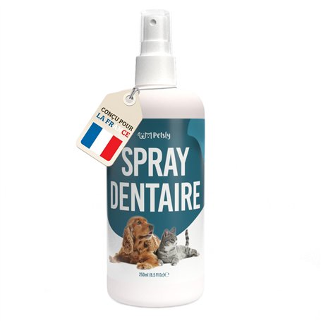 Petsly® Dentifrice Chat & Chien - Menthe Fraîche - Sans Rinçage ni Brossage - Élimine Mauvaise Haleine - Spray Dentifrice Chien