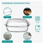 Navaris Plat en Verre avec Couvercle - Cocotte pour le Four - Petit Plat a Four Rectangulaire pour Cuisiner Diverses Recettes - 