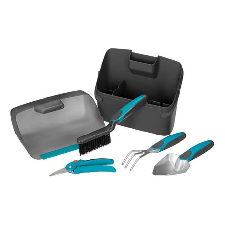 Kit balcon de Gardena : boîte en plastique avec pelle intégrée et kit 4 pièces pour jardiner sur les balcons et terrasses