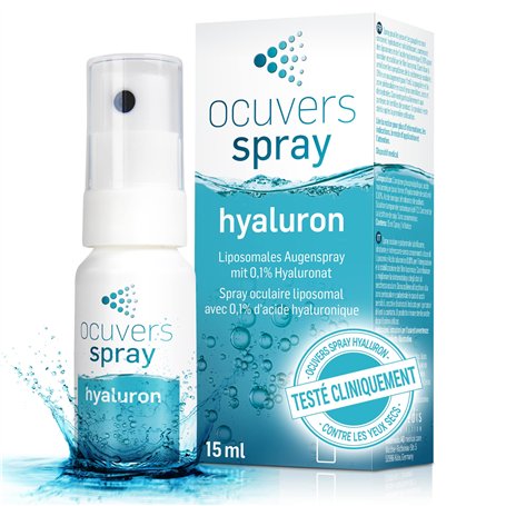 Ocuvers Hyaluron Spray oculaire – avec liposomes (15 ml) – contre la sécheresse oculaire. L’alternative aux gouttes pour les yeu