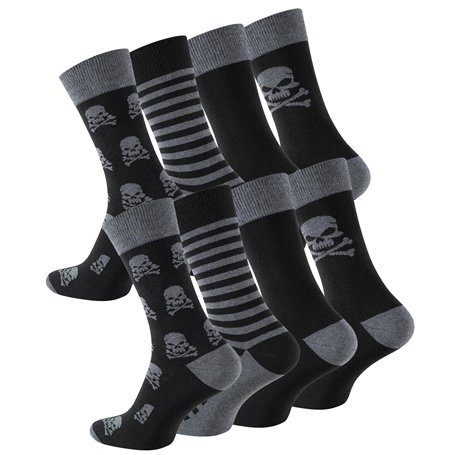 Cotton Prime Lot de 10 paires de chaussettes en coton pour homme Motif tête de mort - Noir - 39-42