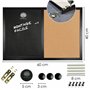 OfficeTree Tableau Mixte 60x40cm - Tableau Magnétique Ardoise Noir et Liège avec Accessoires - Tableau Ardoise Murale Cuisine - 
