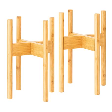 Rubberneck Lot de 2 Supports de Plantes en Bambou - Supports pour Pots de Fleurs Réglables en Bambou - pour l'Intérieur et l'Ext