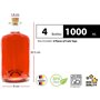 4 Bouteilles en verre 1000ml (APO) Bouteilles de pharmacien 1 litre Bouteilles de verre vides avec bouchon de liège Bouteilles B