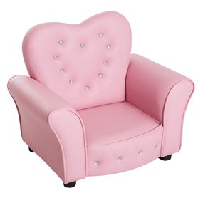 HOMCOM Canapé pour Enfants Fauteuil pour Enfants Princesse Minisofa pour Chambre d'enfant Canapé en Forme de cœur Rose L59 x l41