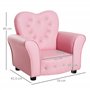 HOMCOM Canapé pour Enfants Fauteuil pour Enfants Princesse Minisofa pour Chambre d'enfant Canapé en Forme de cœur Rose L59 x l41