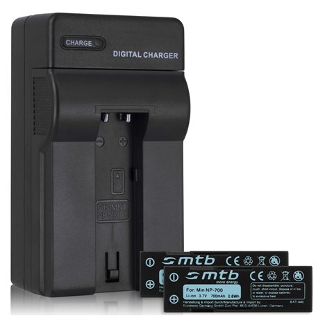 2X Batterie + Chargeur (Auto/Secteur) NP-700 pour Konica Minolta Dimage X50