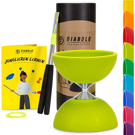 Diabolo Freizeitsport - Diabolo Set de Jonglage Basic - Vert Clair - Baguettes en Aluminium - Ficelle de Remplacement Supplement