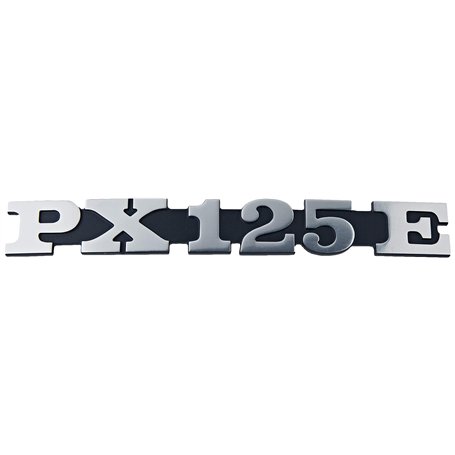 Emblème/Lettrage « Px 125 E » pour Panneau Latéral Vespa Px 125-2 Broches 158X20 Mm Espacement des Trous 105 Mm