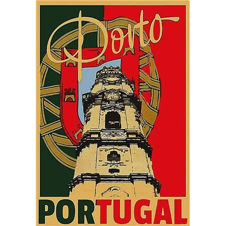 Schatzmix Porto Portugal Plaque Murale en métal Motif Sign Multicolore 20 x 30 cm