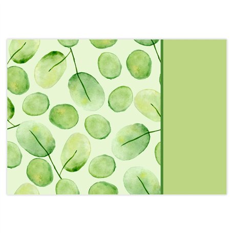 dv1081 Lot de 100 sets de table jetables Motif feuilles vertes I DIN A3 Carré I Set de table en papier I Design moderne I Napper