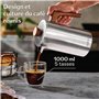 Cosumy Cafetière à Piston Inox 1l pour 5 Tasses - Double Paroi Isolante - Garde le café chaud - Acier Inoxydable et Bois de chên