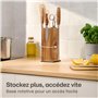 Praknu Bloc Couteaux Magnétique - 360° Rotatif Sans Couteaux FSC® Bois d'Acacia avec Espace pour Ustensiles de Cuisine - Aimant 
