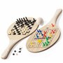 Lot de 2 raquettes de tennis de plage durables avec jeu d'échecs et jeu de moulin avec balle dans un sac en coton pour le sport