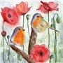 Lot de 20 serviettes en papier Motif oiseaux et coquelicots Décoration de table 33 x 33 cm
