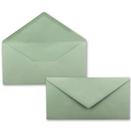 FarbenFroh - Lot de 100 enveloppes à lettre - Eucalyptus (vert) - DIN long - 110 x 220 mm (11 x 22 cm) - Fermeture humide sans f