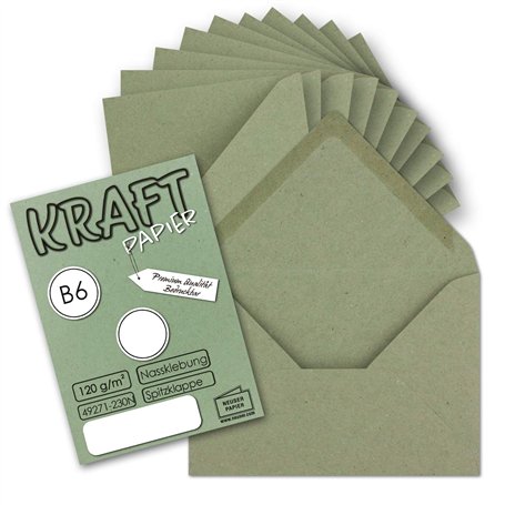 UmWelt by Gustav Neuser Lot de 50 enveloppes vintage en vert foncé (vert) - DIN B6 - 125 x 178 mm
