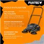 Balayeuse mécanique FUXTEC FX-HK65 – idéale pour surfaces extérieures moyennes à grandes. Largeur de travail 650 mm, cuve 20 L, 