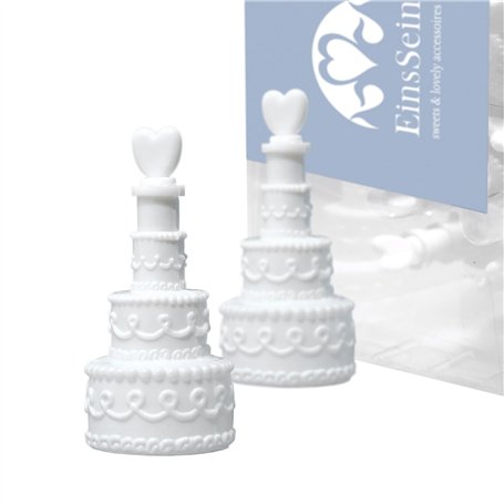 EinsSein 48x Bulles de Savon Mariage gâteau Box Blanc Bulle pour Flacon Deco Coeur champêtre Enfant Anniversaire Cadeau invites