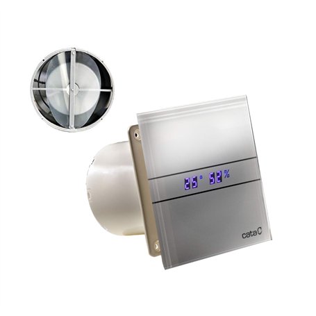 Ventilateur CATA E-100 GTH avec clapet anti-retour Minuterie de contrôle de l'humidité - Capteur d'humidité LED - Écran avant en