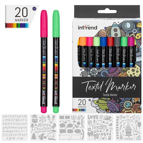 int!rend Lot de 20 marqueurs textiles de couleur