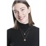 Happiness Boutique Femmes Collier Cercle Multi Rangs Plaqué Or Rose | Collier Délicat à Deux Chaînes et 2 Pendentifs Disque Rond