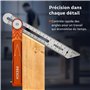 Presch Fausse Équerre incl. règle supplémentaire - 190mm & 270mm - Transfert d'angle précis - Règle avec fonction de trusquin fr