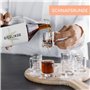 Smart Planet - Plateau de service pour eau-de-vie - En bois de hêtre - 8 verres à eau-de-vie - Avec inscription « Schnapsrunde »