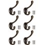 Fuxxer Lot de 6 petits crochets de porte-manteaux antiques en fer au design laiton bronze