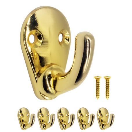 Fuxxer® Lot de 5 crochets classiques en fer pour porte-manteaux et serviettes Doré