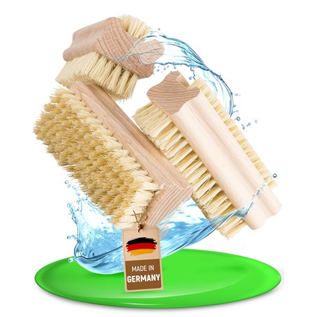 FEINHOLZ® brosse à ongles pour les mains en bois (3 pièces) • Brosse à main sans plastique en bois de hêtre • Fabriqué en Europe