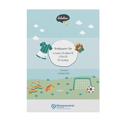 dabelino® Ensemble de papier à lettre de football pour enfants - Format A5 - Ligné avec enveloppes + bloc de coloriage - Pour ga