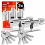GERCAR Lot de 2 cylindres de serrure profilés 40/40 à bouton - Avec 10 clés - Fermeture identique - Longueur : 80 mm - A : 40 B