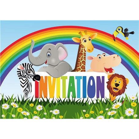Edition Colibri Lot de 10 Cartes d‘invitation ANIMAUX DE ZOO en Français pour un anniversaire d‘enfant ou pour une partie au zoo