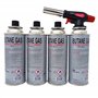 Brûleur à gaz avec 4 cartouches de gaz de 227 g - Lampe à souder avec allumage piézoélectrique - Chalumeau butane 1300 °C - Brûl