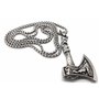 Vikings Pendentif en métal Motif hache viking Loup avec collier en acier inoxydable dans une pochette à bijoux, Métal