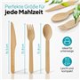 Lot de 100 fourchettes en bois et 100 cuillères en bois - Vaisselle jetable en bois - Fourchette jetable - Couverts en bois (100