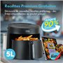 LEBENLANG Friteuse air fryer 5L & 1500W - Livret de recettes & incl. 8 programmes I Sans huile & sans graisse friteuses à airfry