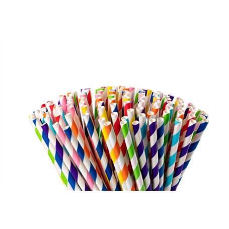 Inoverse Lot de 100 pailles jetables en papier kraft - Diamètre : 8 mm x 24 cm - 100 % laine biodégradable - Pour cocktails