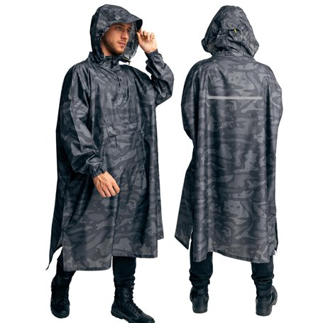 Jubi® Poncho de pluie pour homme en 100 % polyester recyclé - Gris - Durable