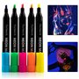 Marqueurs Textile Fluorescents | Feutres Textile Fluo | Couleurs UV brillent sous une lampe UV | Pour Tshirt
