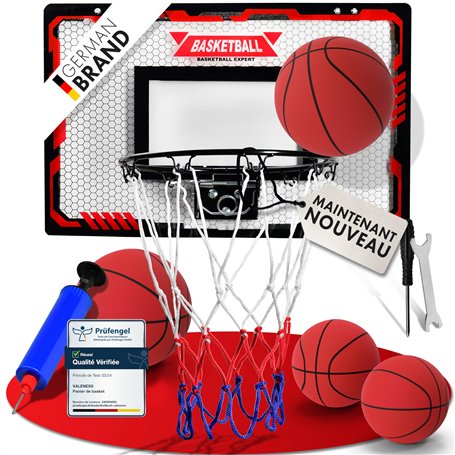 VALENESS® Mini Panier de Basketball Intérieur [pour Porte & Mur] - Petit Panier de Basket avec Fonction Dunk