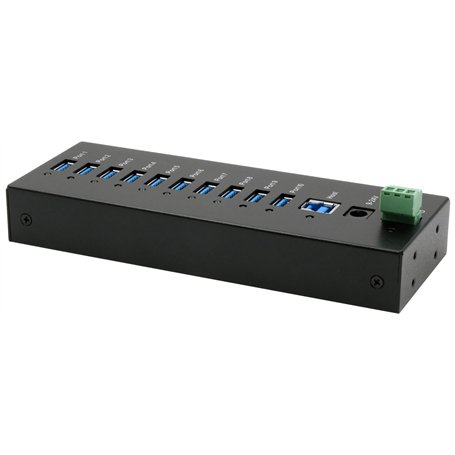 EXSYS EX-11230HMS 10 Port USB 3.2 Gen 1 HUB Kit Rail din et Mur Via VL811+ Chipset