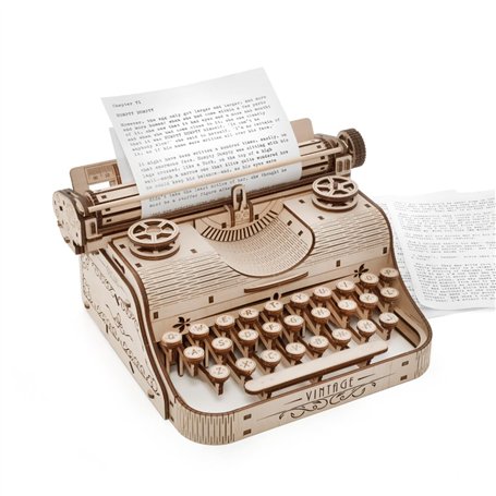 EWA Eco-Wood-Art - Typewriter- Puzzle 3D en Bois - Casse-tête pour Adultes et Adolescents -à Monter soi-même sans Colle- 453 piè