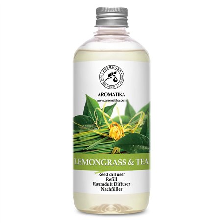 Recharge pour Diffuseur de Parfum 500ml - Arôme Lemongrass-Tea - Fragrance Fraîche et Durable - Diffuseur Parfum Maison - Parfum