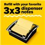 Post-it Dévidoir Noir + Z-Notes Post-it Super Sticky, Grand Format XXL, 90 Feuilles (101 mm x 101 mm) Jaune Canari - pour le Bur