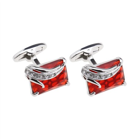 OTOTEC Paire de boutons de manchette en cristal rouge tendance classique pour homme